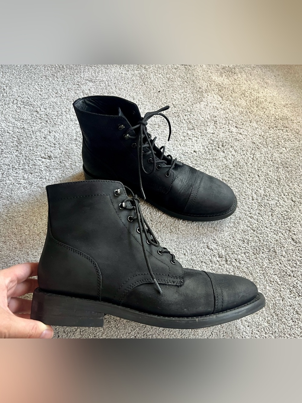 Thursday Boot Company Men’s 10.5 Ankle Boot Captain Black Matte Leather Cap-toe